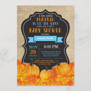 Little Pumpkin Baby shower Invitation Card Burlap Kaart