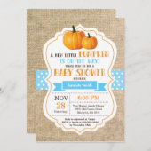 Little Pumpkin Baby shower Invitation Kaart Burlap (Voorkant / Achterkant)