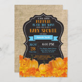 Little Pumpkin Baby shower Invitation Kaart Burlap (Voorkant / Achterkant)