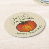 Little Pumpkin Baby shower New Arrival Autumn Herf Ronde Kartonnen Onderzetter (Gebogen)