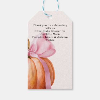 Little Pumpkin Baby shower – Roze Bow Herfst Cadeaulabel