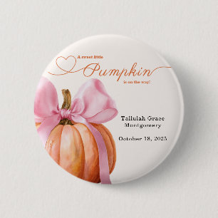 Little Pumpkin Baby shower – Roze Bow Herfst Ronde Button 5,7 Cm