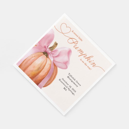 Little Pumpkin Baby shower – Roze Bow Herfst Servet (Hoek)