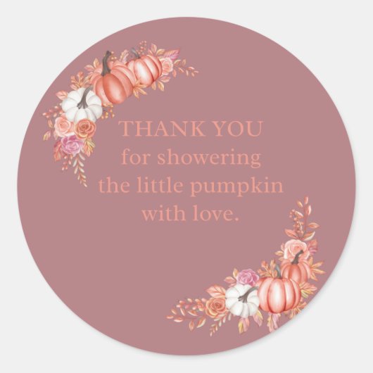 Little Pumpkin Baby Shower Thank You Sticker (Devant)