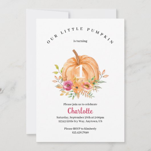 Little Pumpkin Birthday Invitation Kaart (Voorkant)