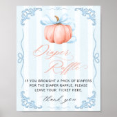 Little Pumpkin Blue Bow Baby shower Luier Raffle Poster (Voorkant)