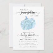 Little Pumpkin Blue Glitter Sparkle Baby shower Kaart (Voorkant)