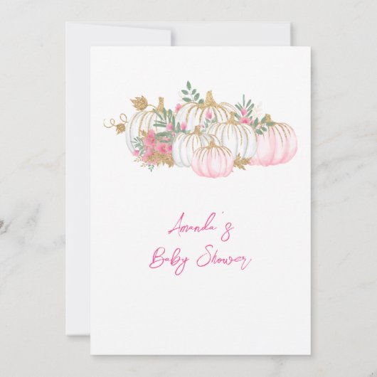 Little Pumpkin Blush Roze groen Baby shower Kaart (Achterkant)