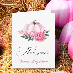 Little Pumpkin Blush Roze Rustiek Baby shower Dank Kaart