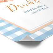 Little Pumpkin Boho Blue Gingham Drinken Sign Poster (Hoek)