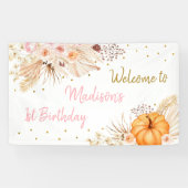 Little Pumpkin Boho Floral Birthday Spandoek (Horizontaal)