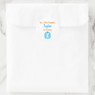 Little Pumpkin Boy Birthday Ronde Sticker