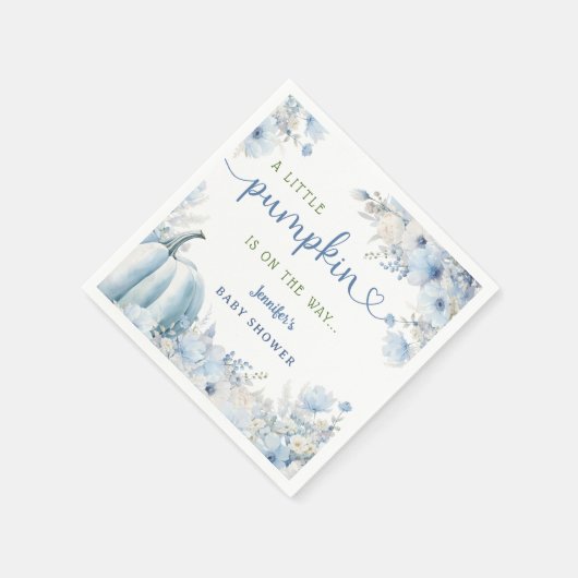 Little Pumpkin Boy Blue Herfst Baby shower Papier Servet (Hoek)