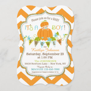 Little Pumpkin Boy Herfst Baby Shower Invitations Kaart
