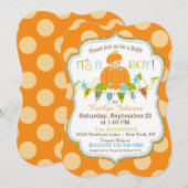 Little Pumpkin Boy Herfst Baby Shower Uitnodiginge Kaart (Voorkant / Achterkant)