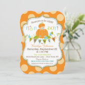 Little Pumpkin Boy Herfst Baby Shower Uitnodiginge Kaart (Staand voorkant)