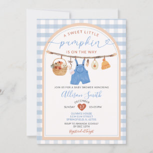 Little Pumpkin Clothes Autumn Gingham Baby shower Kaart