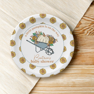 Little Pumpkin Country Garden Herfst Baby shower Papieren Bordje