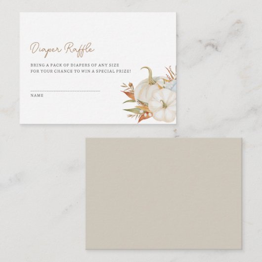 Little Pumpkin Diaper Raffle Enclosure Card Informatiekaartje (Voorkant / Achterkant)