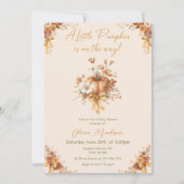 Little Pumpkin Fall Floral Baby Shower Invitation (Devant)