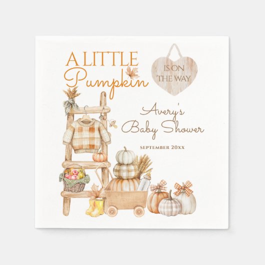 Little Pumpkin Fall Locally Grown Baby Shower Servet (Voorkant)