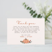 Little Pumpkin Fall Wildflower Pattern Baby Shower Bedankkaart (Staand voorkant)