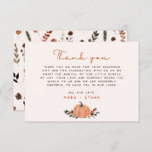 Little Pumpkin Fall Wildflower Pattern Baby Shower Bedankkaart (Voorkant / Achterkant)
