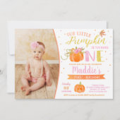 Little Pumpkin First Birthday Herfst Kaart (Voorkant)