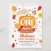 Little Pumpkin First Birthday Invitation Kaart (Voorkant)