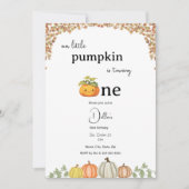 Little Pumpkin First Birthday Invitation Kaart (Voorkant)