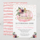 Little Pumpkin First Birthday Invitation Kaart (Voorkant / Achterkant)