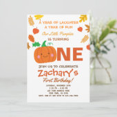 Little Pumpkin First Birthday Invitation Kaart (Staand voorkant)