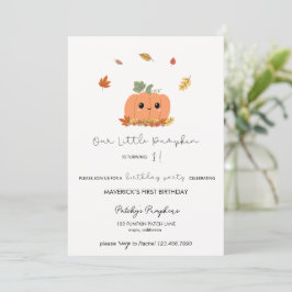 Little Pumpkin First Birthday Invitation Kaart