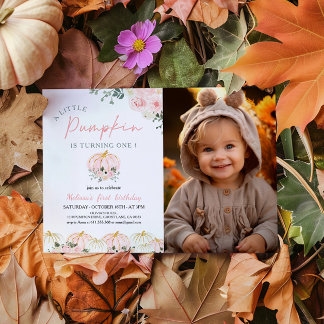 Little Pumpkin First Birthday Party Foto Kaart