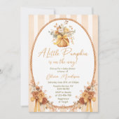 Little Pumpkin Floral Bow Baby Shower Invitation (Devant)