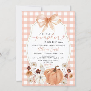 Little Pumpkin Floral Sinaasappel Gingham Baby sho Kaart