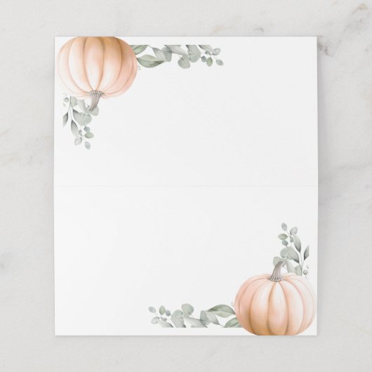Little Pumpkin Food Label • Tent Place Card Orange (Buitenkant ongevouwen)