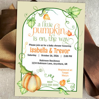 Little Pumpkin Gender Neutral Herfst Baby shower Kaart