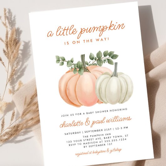 Little Pumpkin Gender Neutral Herfst Baby shower Kaart