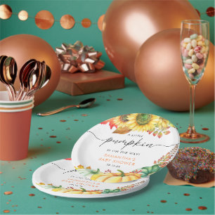 Little Pumpkin Gender Neutral Herfst Baby shower Papieren Bordje