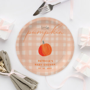 Little Pumpkin Gender Neutral Herfst Baby shower Papieren Bordje
