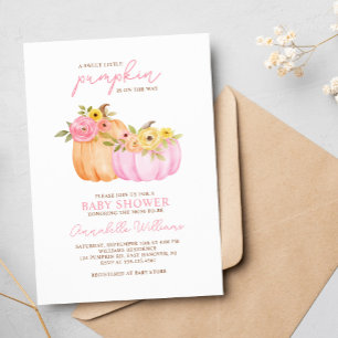 Little Pumpkin Girl Baby shower Invitation Kaart