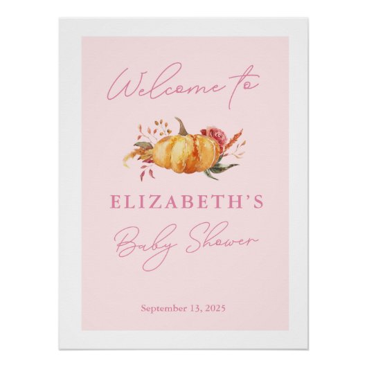 Little Pumpkin Girl Baby shower Welkomstbord Perfect Poster (Voorkant)