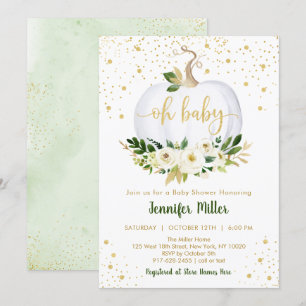 Little Pumpkin Greenery Gold Baby shower Kaart