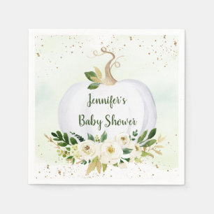 Little Pumpkin Greenery Gold Baby shower Servet