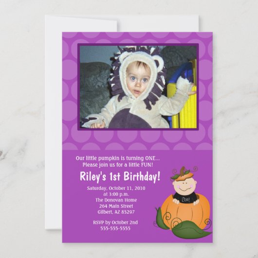 Little Pumpkin Halloween 5x7 Foto Birthday Kaart (Voorkant)