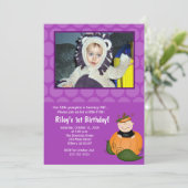 Little Pumpkin Halloween 5x7 Foto Birthday Kaart (Staand voorkant)