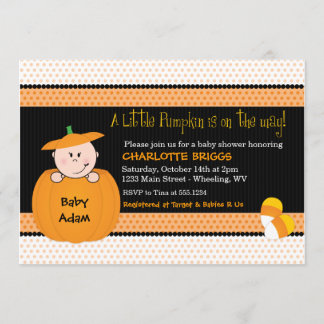 Little Pumpkin Halloween Baby Shower Invitations Kaart