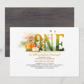 Little Pumpkin Herfst 1st Birthday Party Invitatio Kaart (Voorkant / Achterkant)