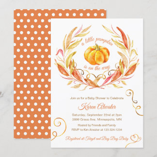 Little Pumpkin Herfst Autumn Baby shower Invitatio Kaart